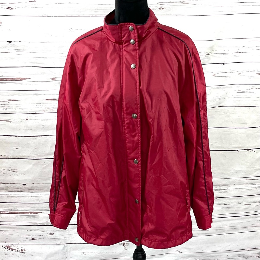 Ralph Lauren Windbreaker Jacket Women's Size‎ 2X Full Zip Snap Buttons Red